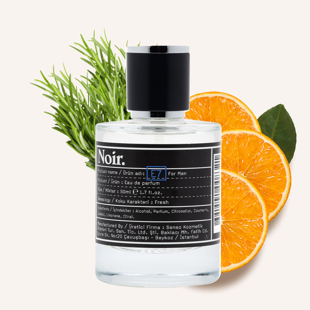E7 |  Fir, Lemon, Orange, Cardamom, Petitgrain, Sea Notes